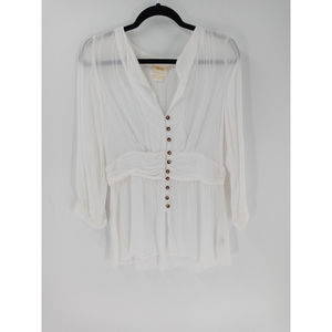 Women's Maeve By Athropologie Isolode Waisted White Top Size 12